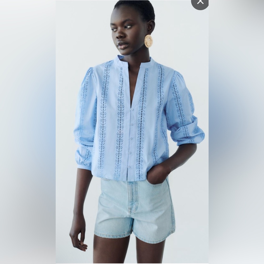 NWT Zara embroidered eyelet blouse